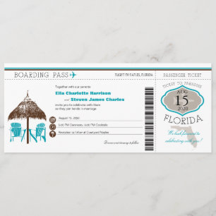 Florida Boarding Pass Wedding Invitation Kaart