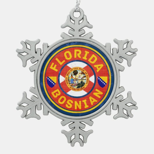 Florida Bosnian American Xmas Decoration. Tin Sneeuwvlok Ornament (Voorkant)