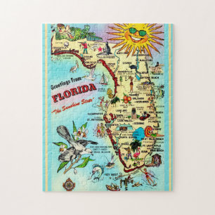 Florida Briefkaart Kaart 11x14 Jigsaw Puzzel
