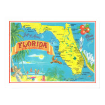 Florida Briefkaart Kaart 18x24 Poster Afdrukken