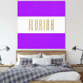 FLORIDA Bright Wide Tropical Paarse witte strepen Canvas Afdruk (Insitu (Slaapkamer))