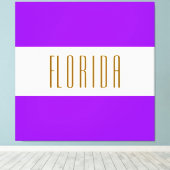 FLORIDA Bright Wide Tropical Paarse witte strepen Canvas Afdruk (Insitu (Houten vloer))