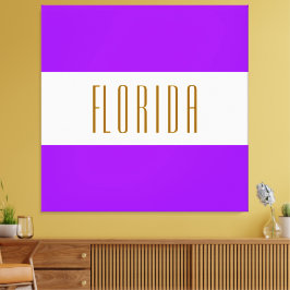 FLORIDA Bright Wide Tropical Paarse witte strepen Canvas Afdruk