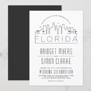 Florida bruiloft   Gestileerde Skyline uitnodiging