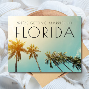 Florida Budget Beach Wedding Save the Date Aankondigingskaart