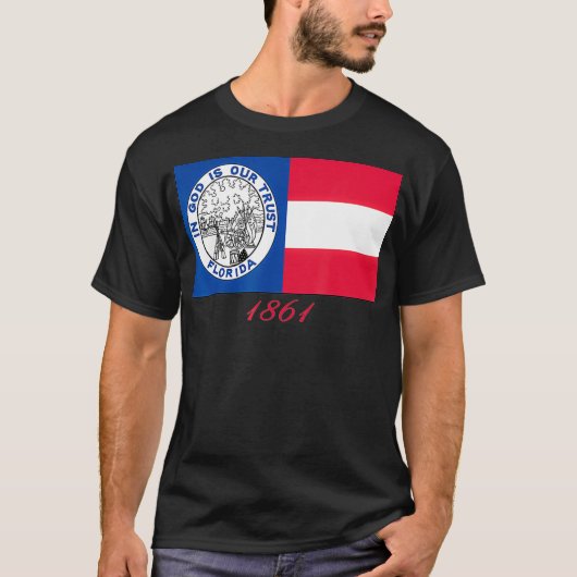 FLORIDA BURGEROORLOG REGIMENT 1861 IN GOD VLAG T-SHIRT (Voorkant)