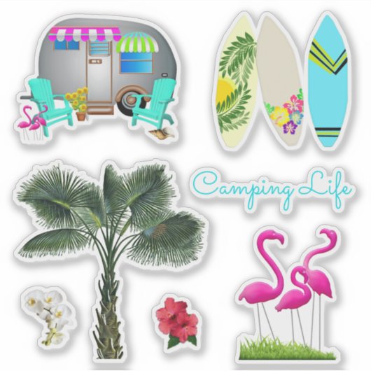 Florida Camping Tropical Shaped Scrapbook Stickers (Voorkant)