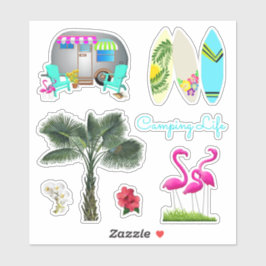 Florida Camping Tropical Shaped Scrapbook Stickers