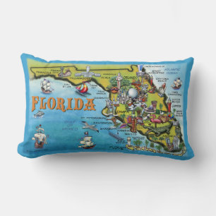 Florida Cartoon Kaart Kussen