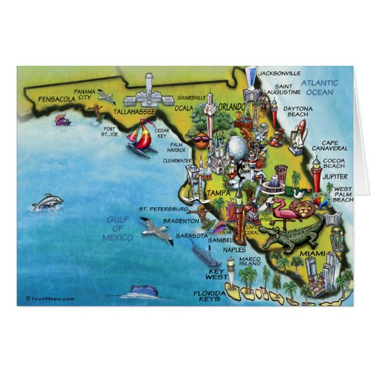 Florida Cartoon Map (Voorkant Horizontaal)