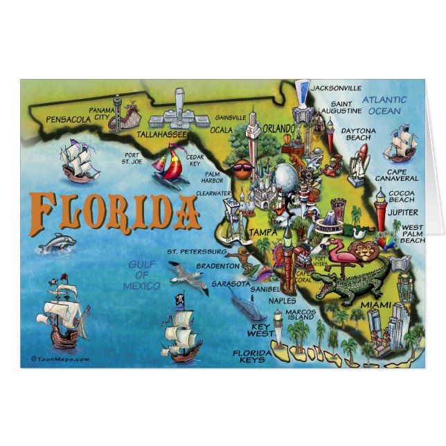Florida Cartoon Map (Voorkant Horizontaal)