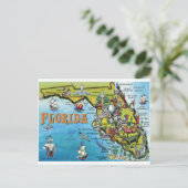 Florida Cartoon Map Briefkaart (Staand voorkant)