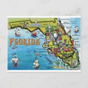 Florida Cartoon Map Briefkaart
