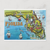 Florida Cartoon Map Briefkaart (Voorkant)