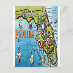 Florida Cartoon Map Briefkaart