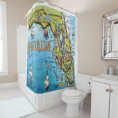 Florida Cartoon Map Douchegordijn (In situ)