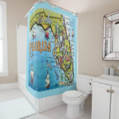 Florida Cartoon Map Douchegordijn (In situ)