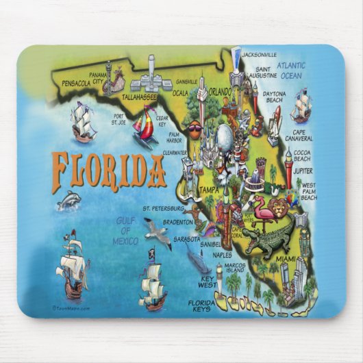 Florida Cartoon Map Muismat (Voorkant)
