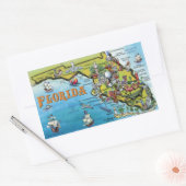 Florida Cartoon Map Rechthoekige Sticker (Envelop)