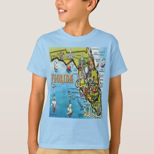Florida Cartoon Map T-shirt (Voorkant)