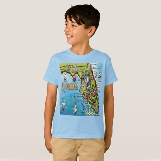 Florida Cartoon Map T-shirt (Voorkant volledig)