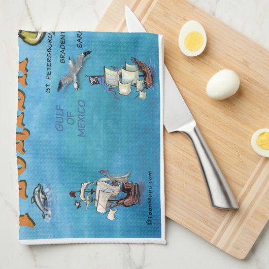 Florida Cartoon Map Theedoek (Quarter Fold)