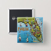 Florida Cartoon Map Vierkante Button 5,1 Cm (Voorkant /achterkant)
