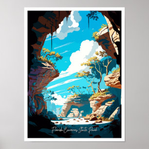 Florida Caverns Art Vintage Travel Illustratie Poster