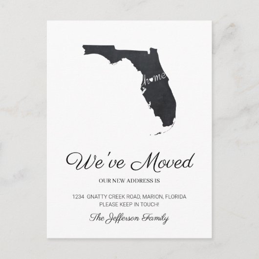 Florida Chalkboard State Map Moving Briefkaart (Voorkant)