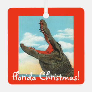 Florida Christmas Alligator Metalen Ornament