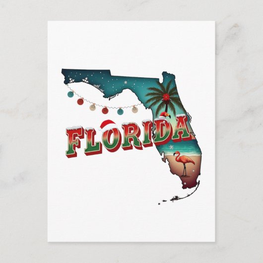 Florida Christmas State Kaart Illustratie Vakantie (Voorkant)