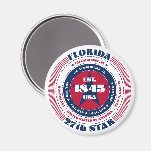 Florida Circle Typography Souvenir Magnet (Voorkant / Achterkant)
