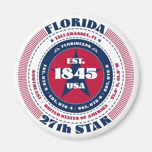 Florida Circle Typography Souvenir Magnet (Voorkant)