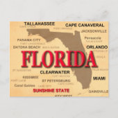 Florida Cities and Towns State Pride Map Briefkaart (Voorkant)