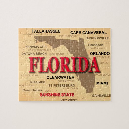 Florida Cities and Towns State Pride Map Legpuzzel (Horizontaal)