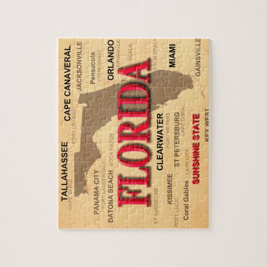 Florida Cities and Towns State Pride Map Legpuzzel (Verticaal)