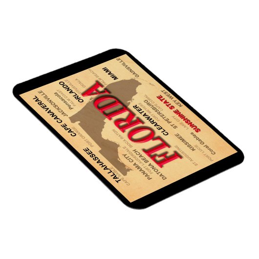 Florida Cities and Towns State Pride Map Magneet (Rechterzijde)