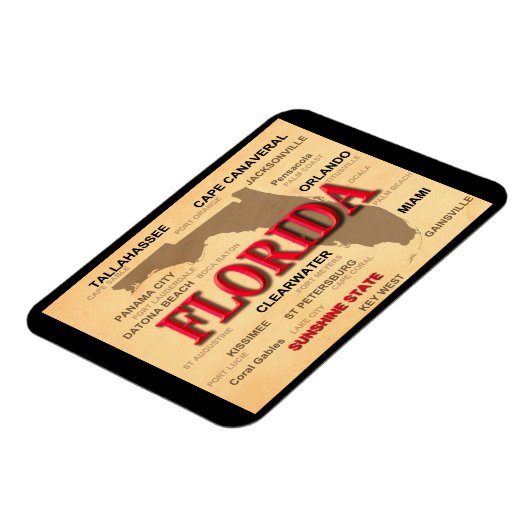 Florida Cities and Towns State Pride Map Magneet (Linkerzijde)