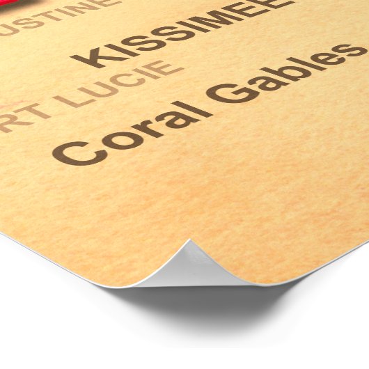 Florida Cities and Towns State Pride Map Poster (Hoek)