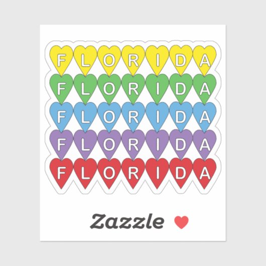 Florida Colorful Hearts Sticker (Vel)