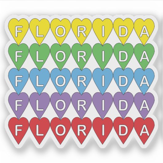 Florida Colorful Hearts Sticker (Voorkant)
