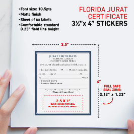FLORIDA-conforme Notaris Jurat-certificaat 3,5x4" Wijn Etiket