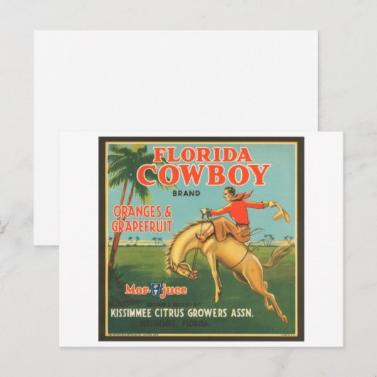 Florida Cowboy Kissimmee Citrus Growers  Cr Briefkaart (Voorkant / Achterkant)