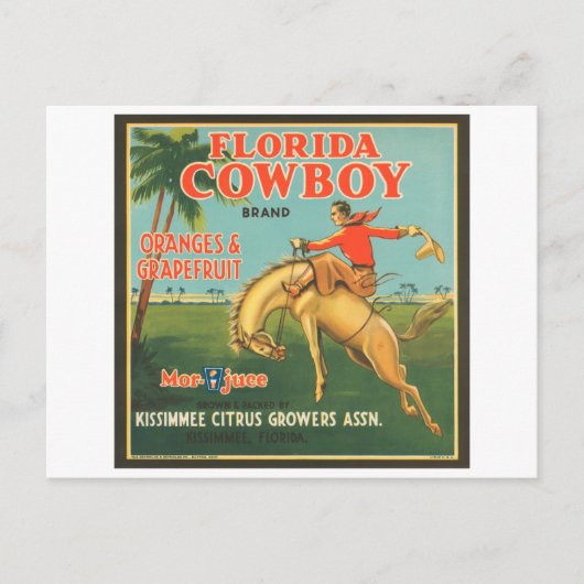 Florida Cowboy Kissimmee Citrus Growers  Cr Briefkaart (Voorkant)