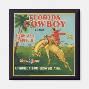 Florida Cowboy Merk Sinaasappels en Grapefruit Lab Magneet