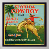 Florida Cowboy Merk Sinaasappels en Grapefruit Lab Poster (Voorkant)