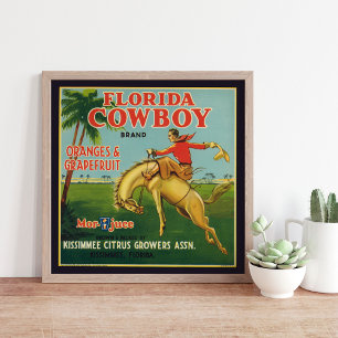 Florida Cowboy Merk Sinaasappels en Grapefruit Lab Poster