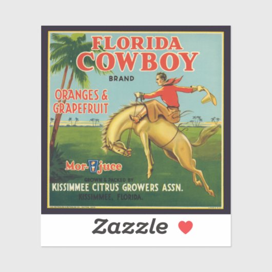 Florida Cowboy Merk Sinaasappels en Grapefruit Lab Sticker (Vel)