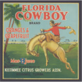 Florida Cowboy Merk Sinaasappels en Grapefruit Lab Sticker (Voorkant)