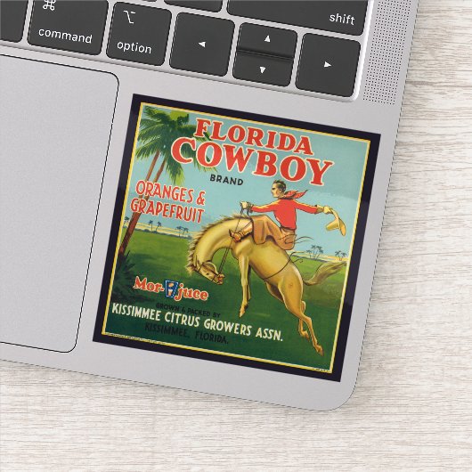 Florida Cowboy Merk Sinaasappels en Grapefruit Lab Sticker (Detail)